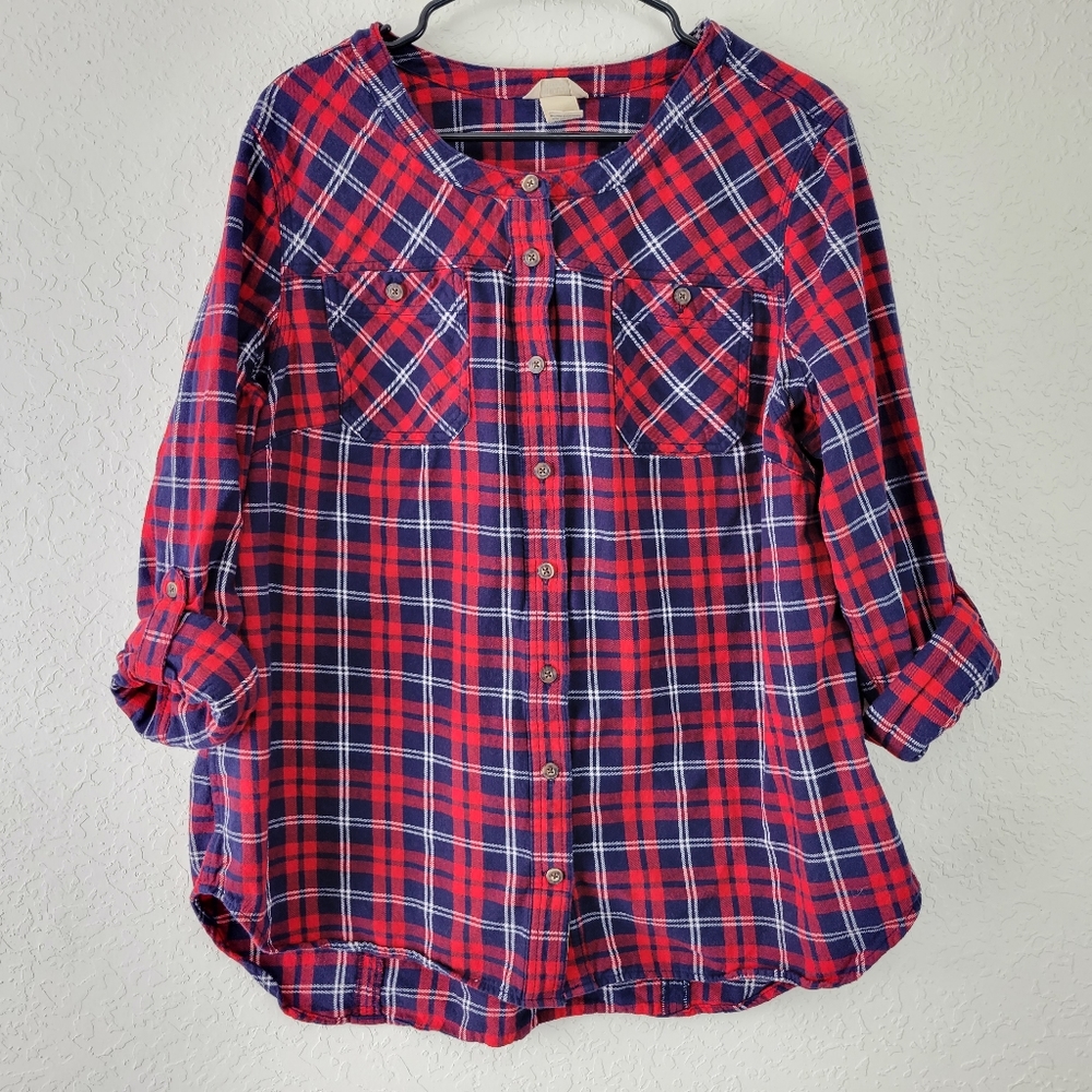 Duluth Trading Co Plaid Flannel Button Down Shirt XL